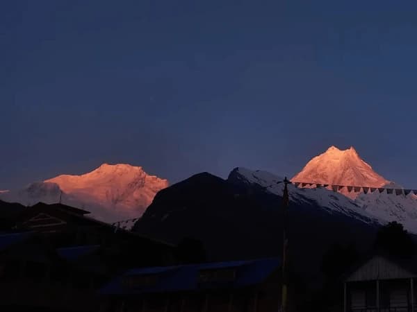 Sunrise on the top of Manaslu Himal