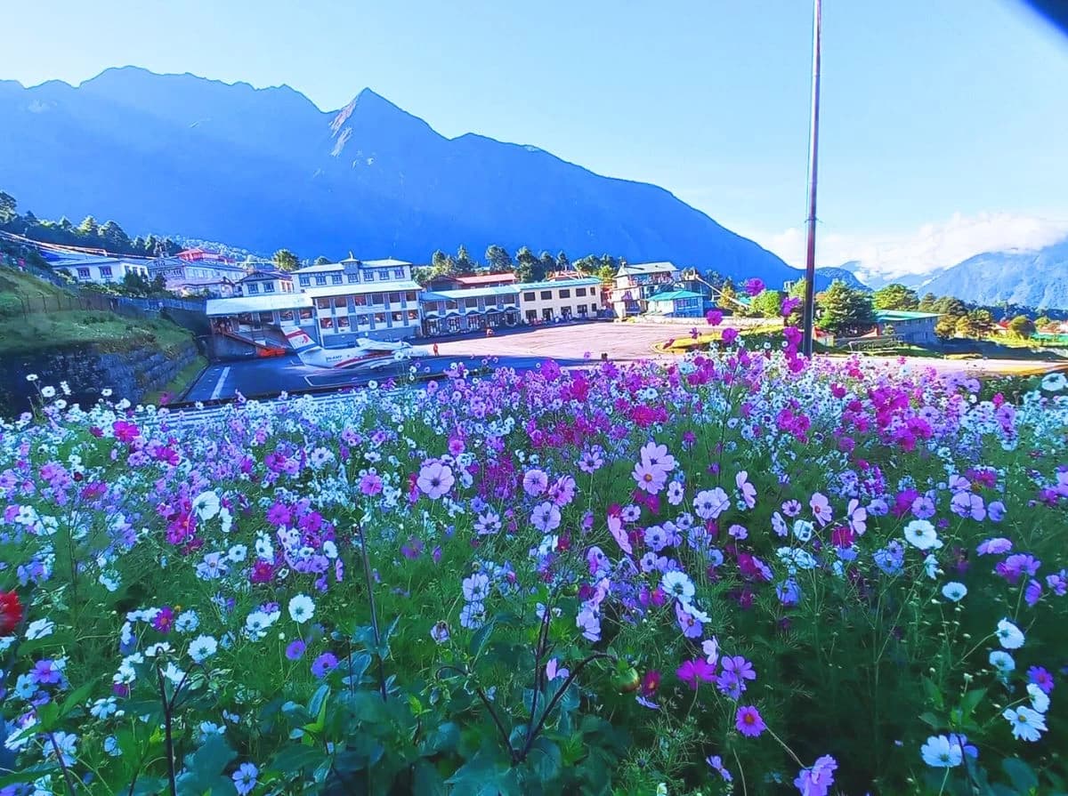 Lukla Airport with Flowers