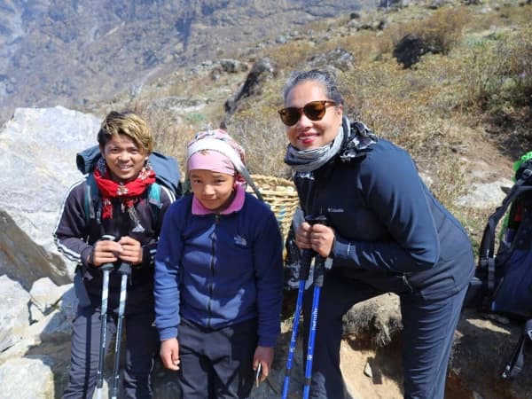 Trekkers With Local People