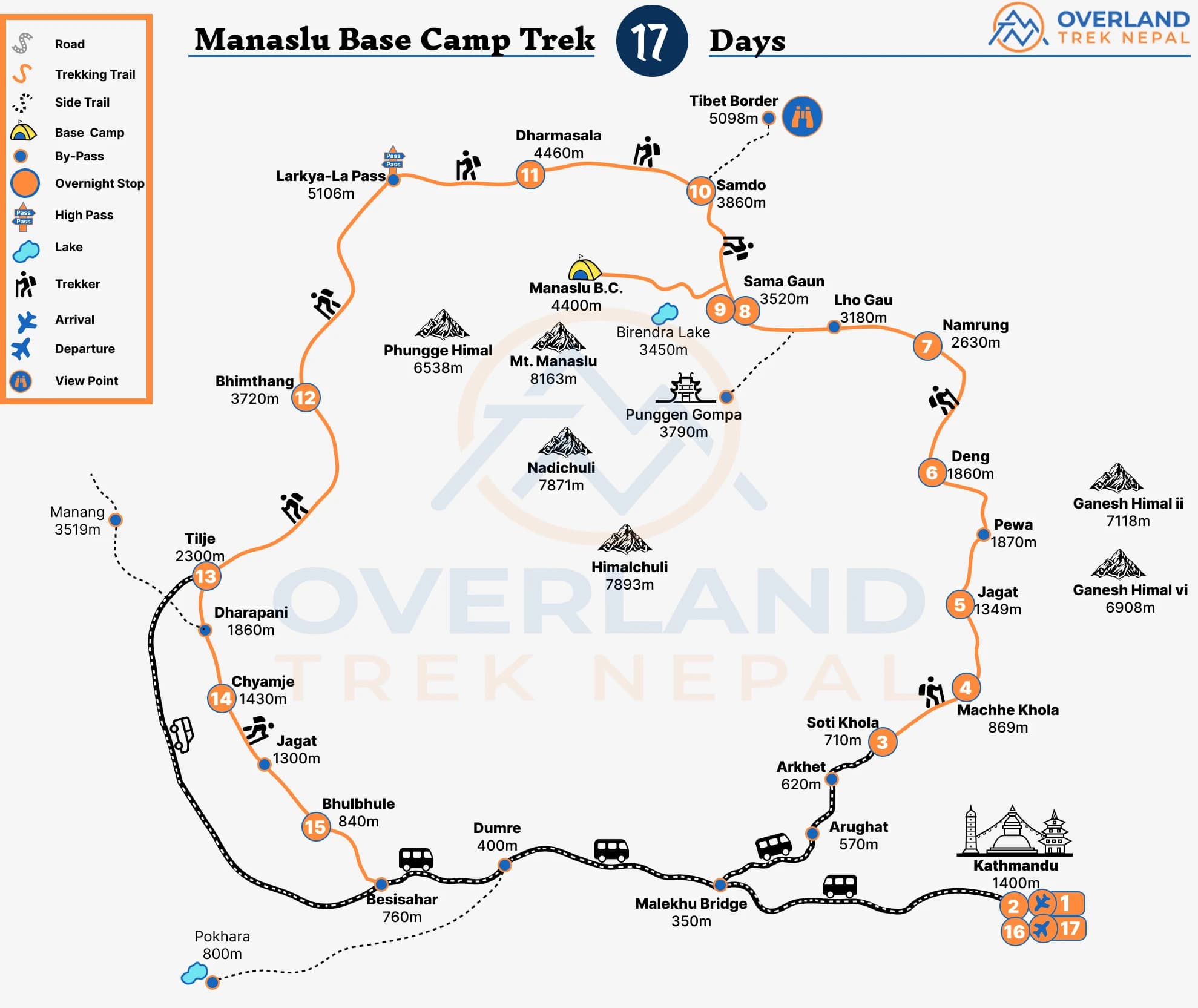 Manaslu Base Camp Trek Map