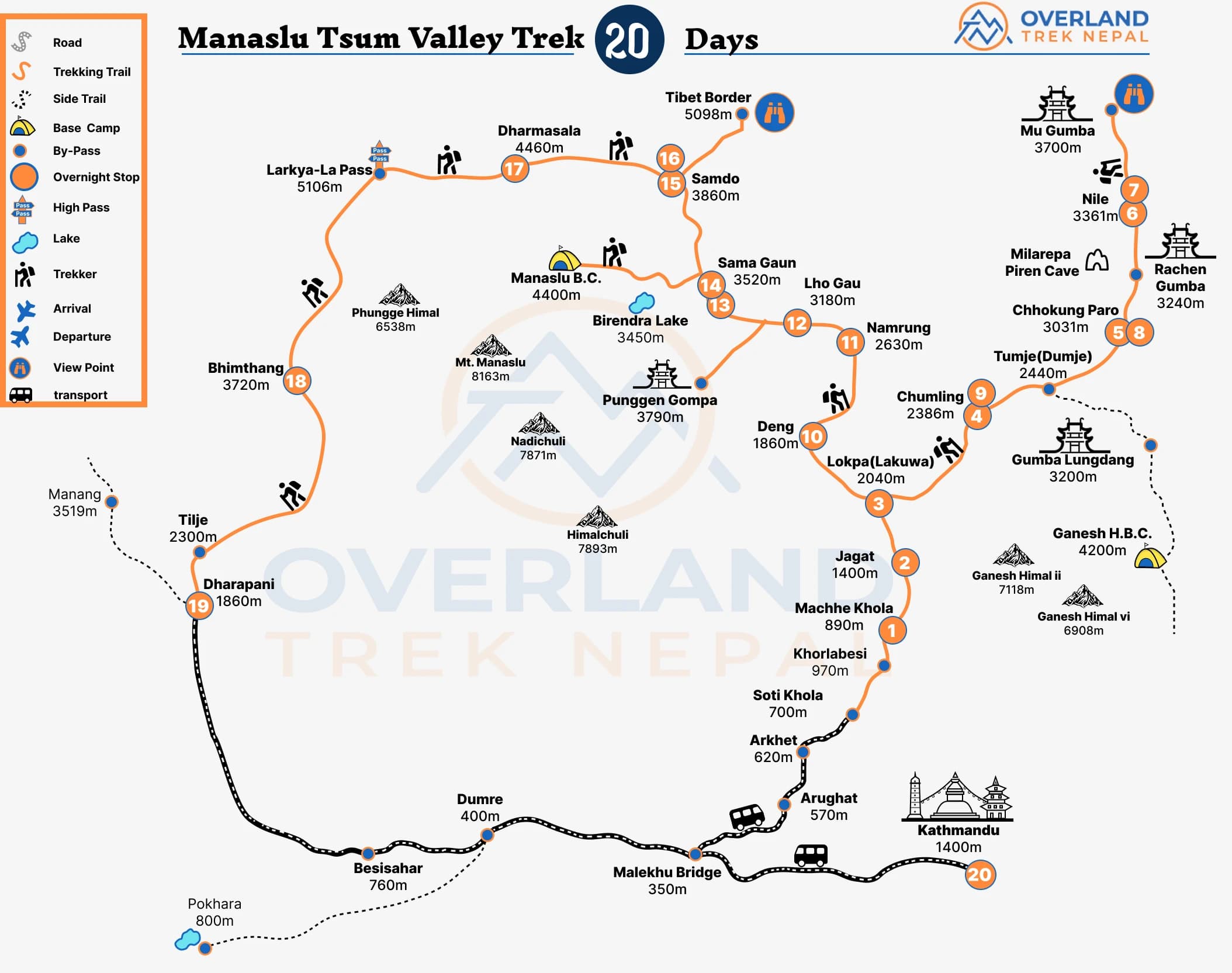 Manaslu Tsum Valley Trek Map