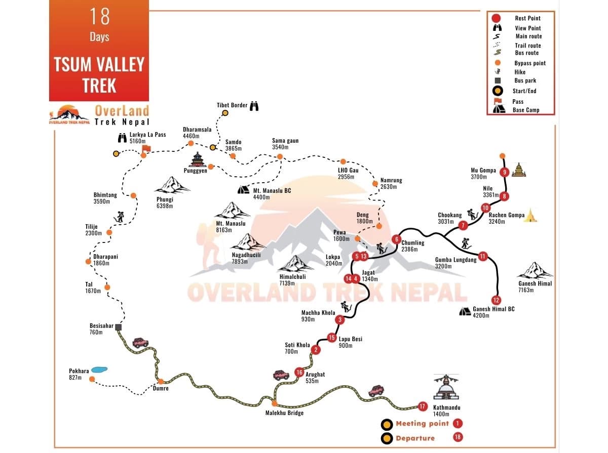 tsum-valley-trek-map