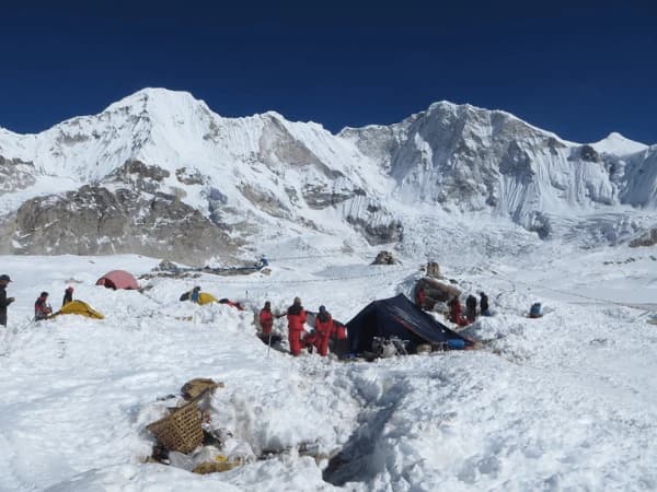 Base Camp of Baruntse Peak during Expedition