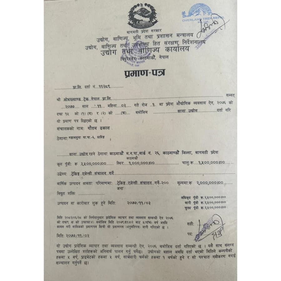 Certificate of Business Registration