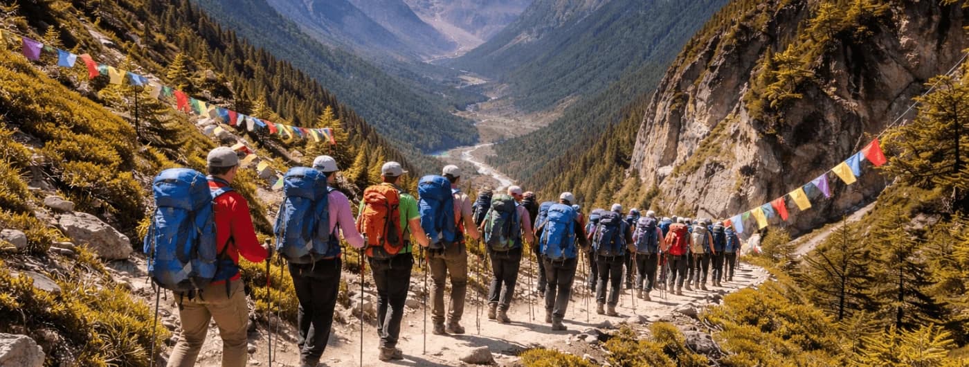 trekkers in Manaslu reagion