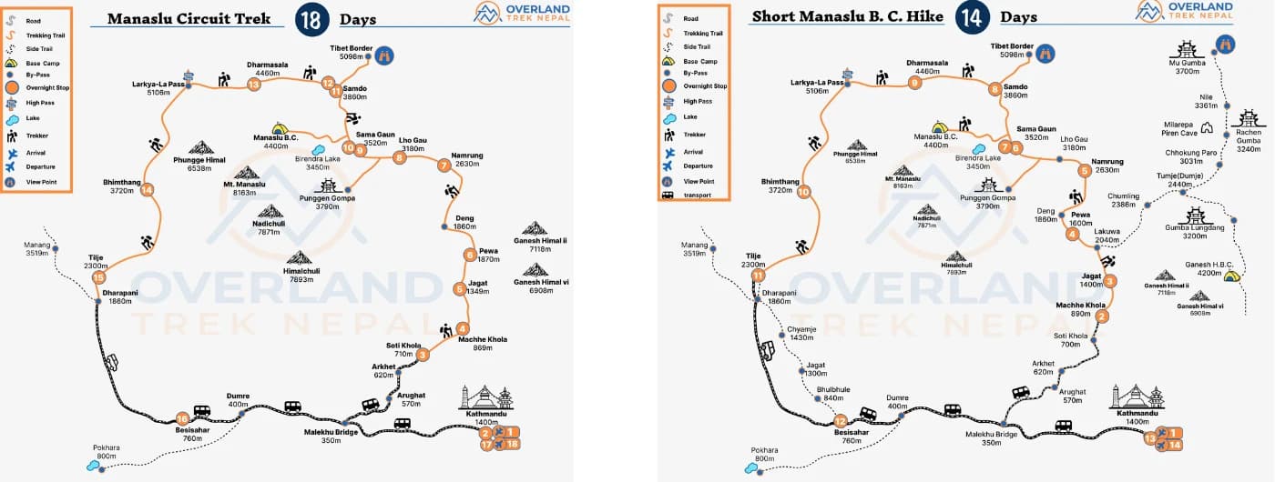 Manaslu Circuit Trek Map