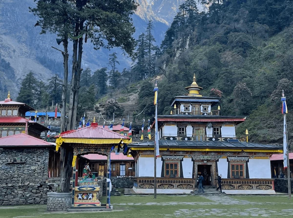Traditional Serang Gompa monastery in the Manaslu region of Nepal