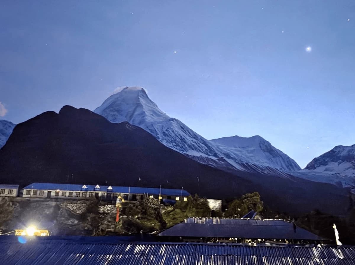 Mount Manaslu view from Lho village