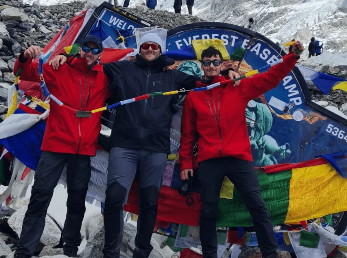 Trekkers & Guide from Overland Trek Nepal at Everest Base Camp