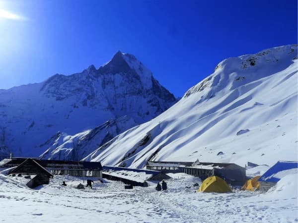Annapurna base camp with snow