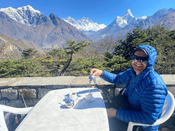 Guest having tea in everest view hotel