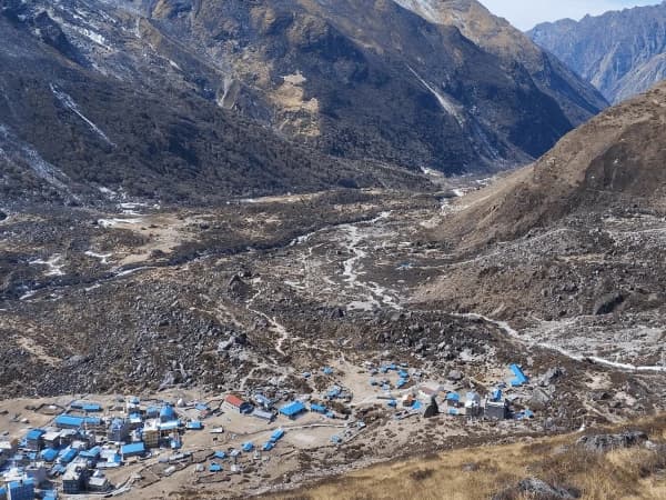 Kyangjin gompa valley view from kyangjin ri