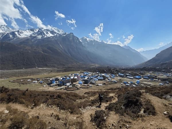 Kyangjin village with mountain