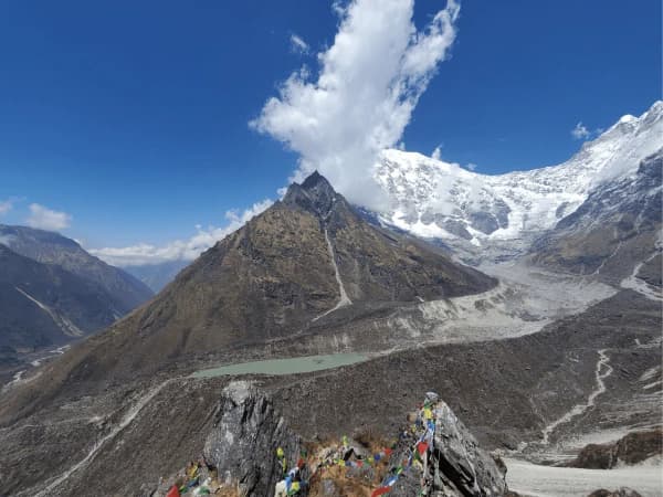 Langtang lirung with glacier lake