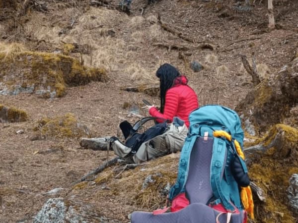 Climber On The Way Resting