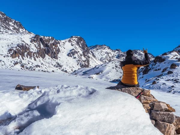Gosainkunda Lake Covered By Full Of Snow