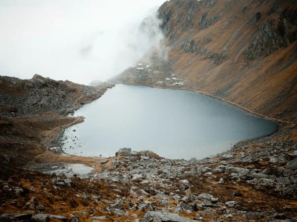 Gosainkunda Lake With Teahouse