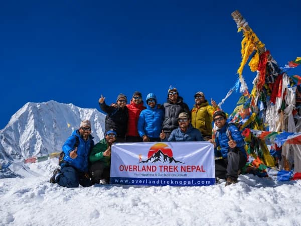 Group On The Top Of Throngla During Manaslu Circuit Trek With Sherang Gumba.