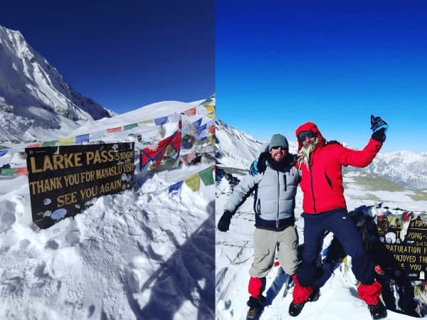 Larkela Throngla Pass Top During Manaslu Annapurna Circuit Trek