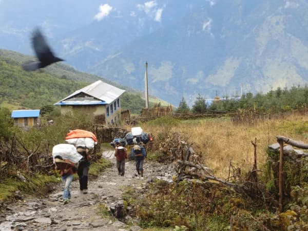 Porters Are Heading Mera Peak 2