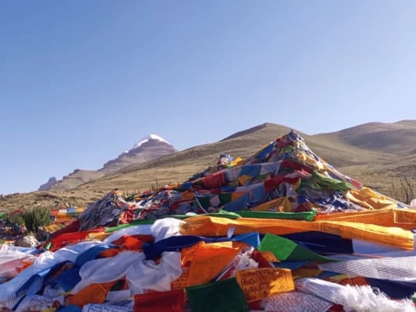 Prayer Flags With Kailash Mountain View