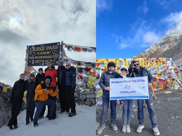 Trekkers From Overland Trek Nepal During Manaslu Annapurna Circuit Trek