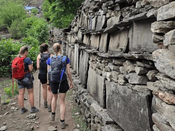 Trekkers On The Way To Manaslu Lakela Pass
