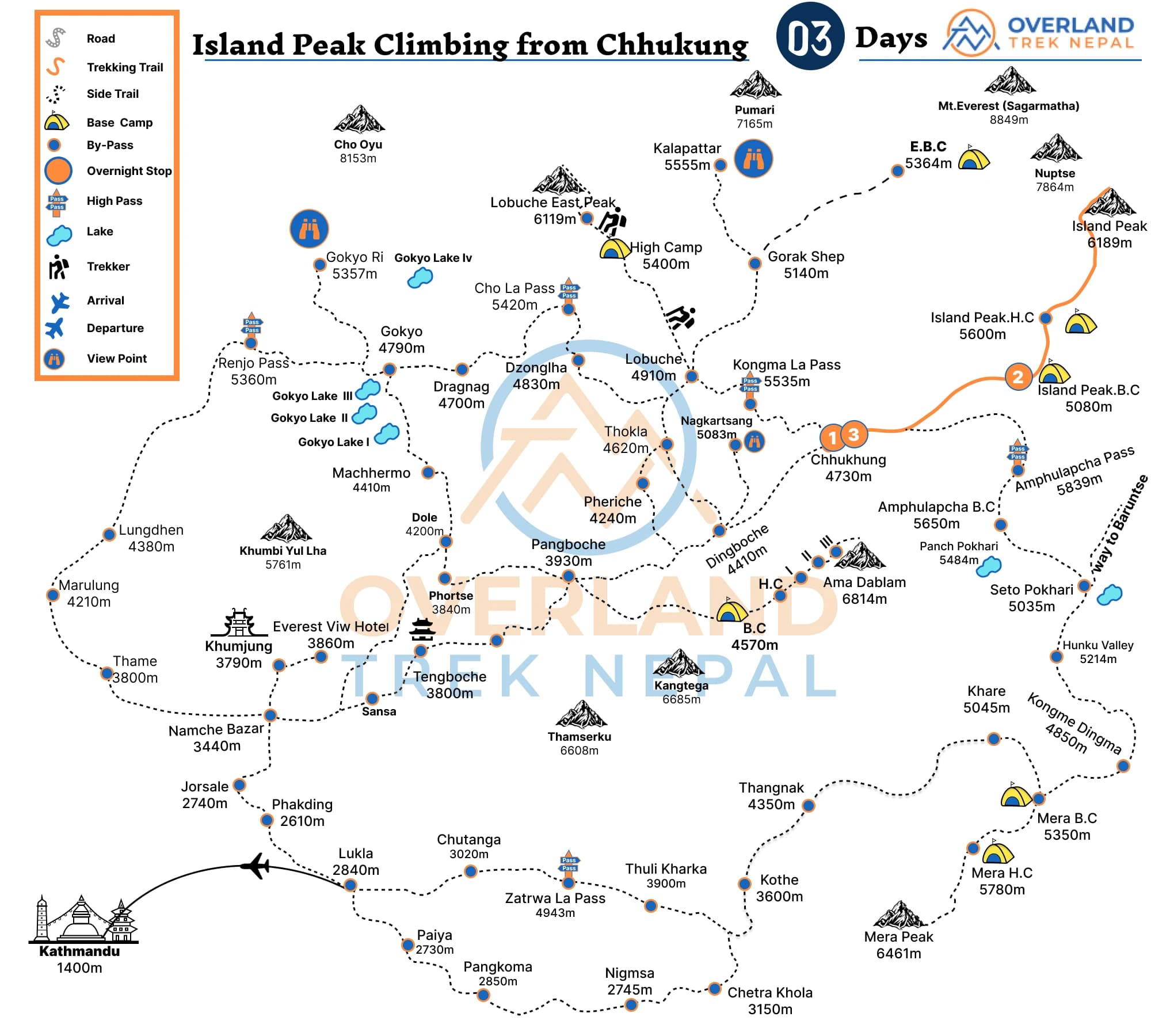 Island Peak Climbing from Chhukung Map