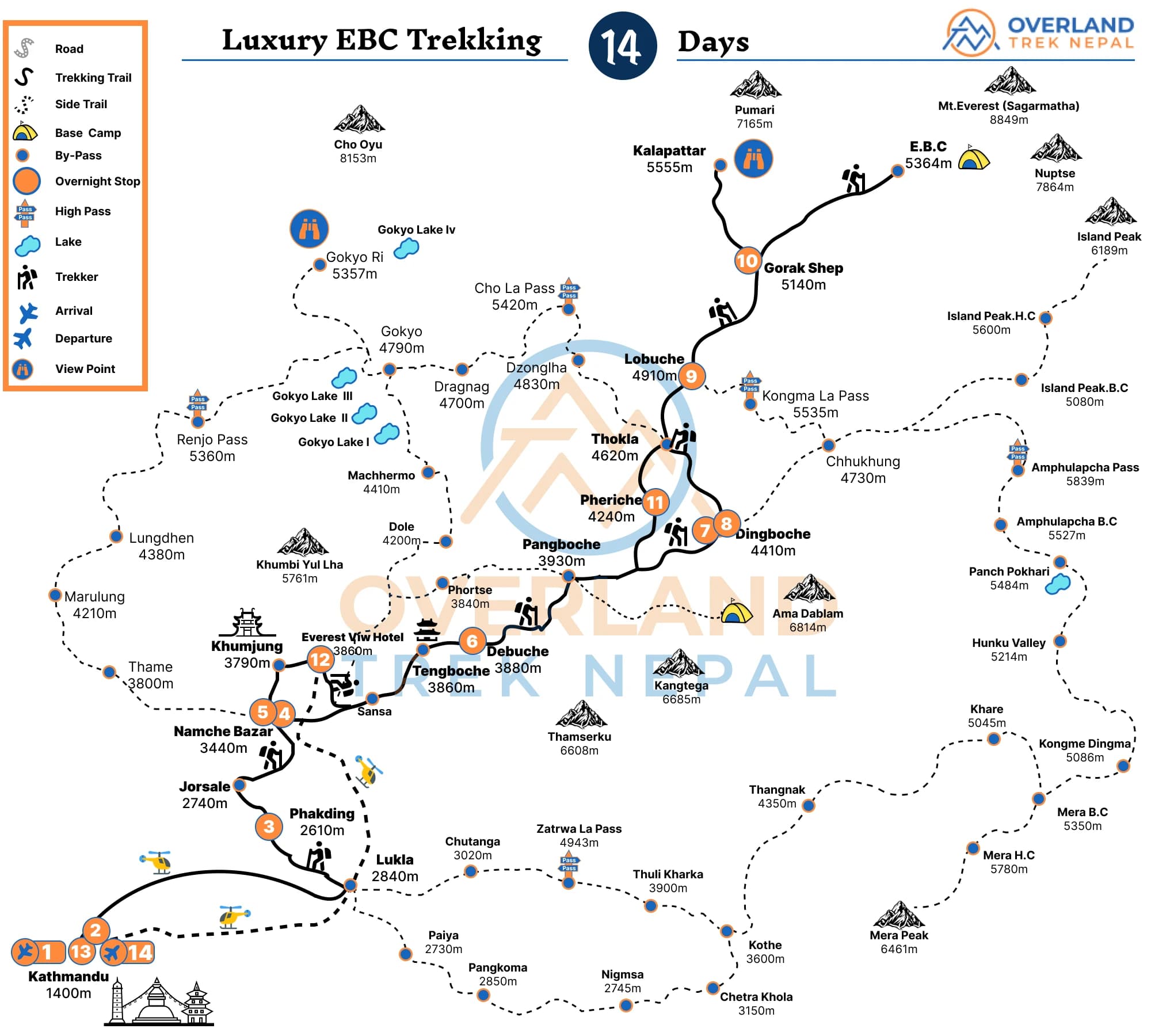 Luxury Everest Base Camp Trekking 14 Days Trek Map