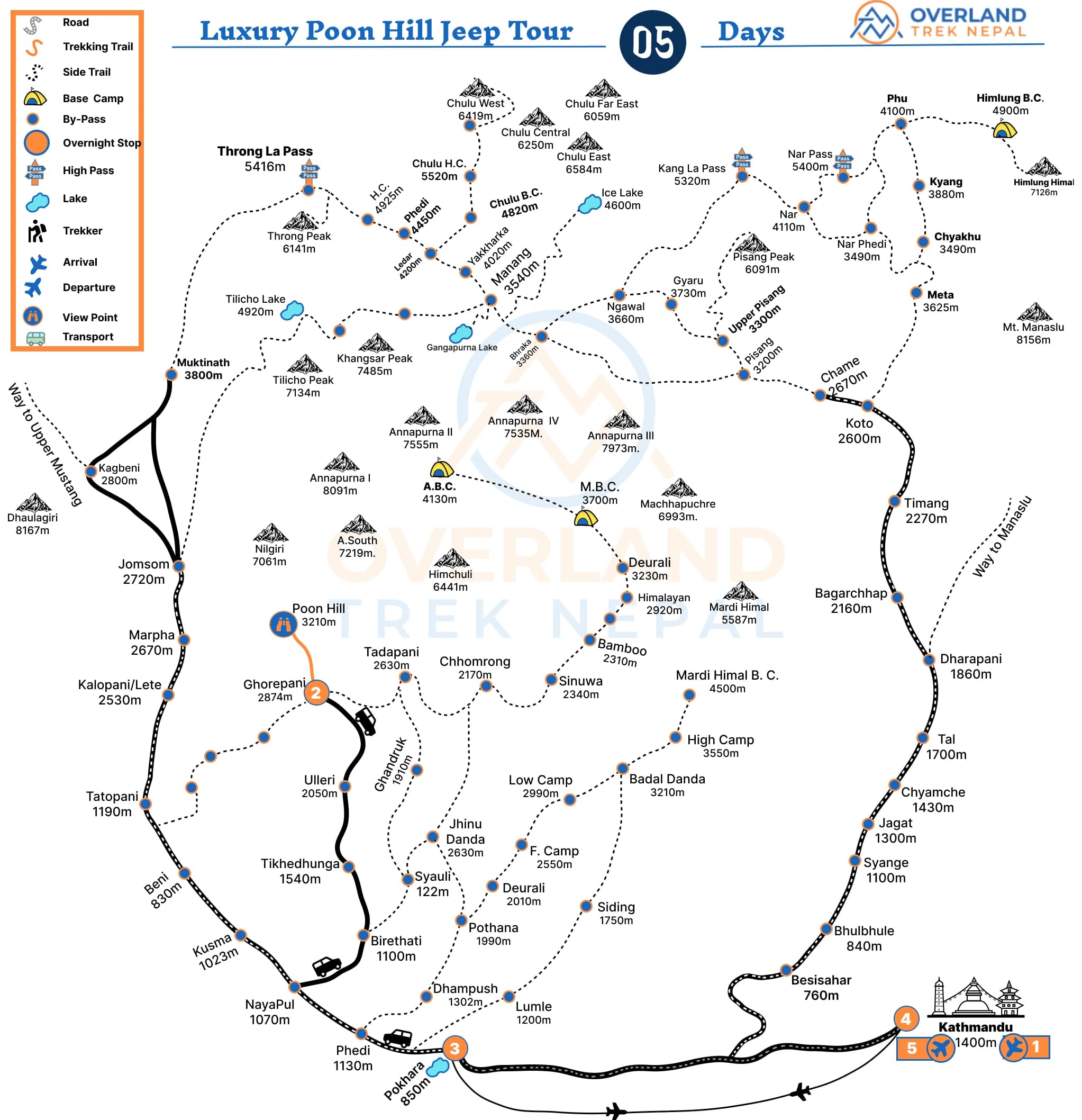 Luxury Poon Hill Jeep Tour Route Map