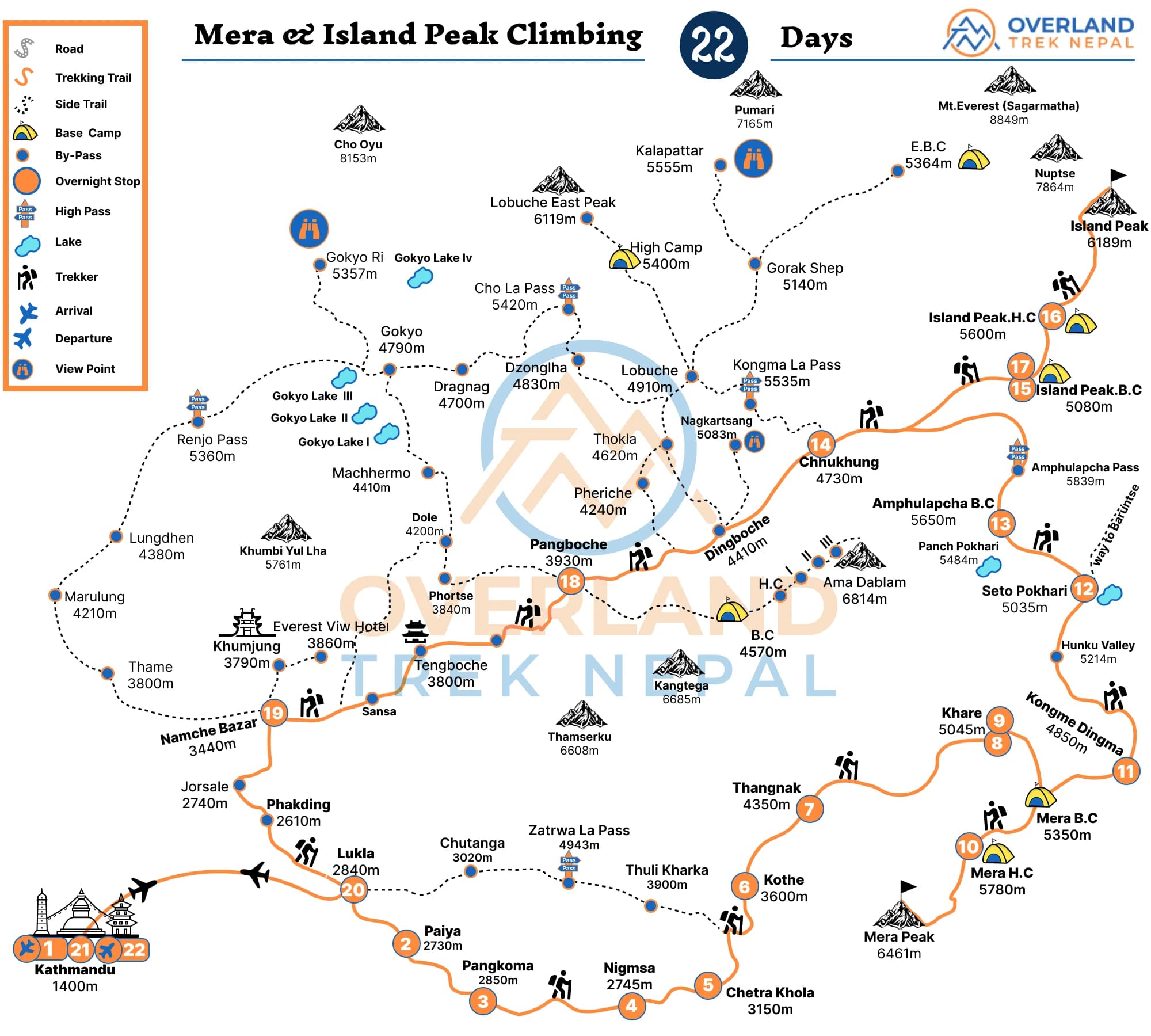 Mera and Island Peak Climbing rout Map