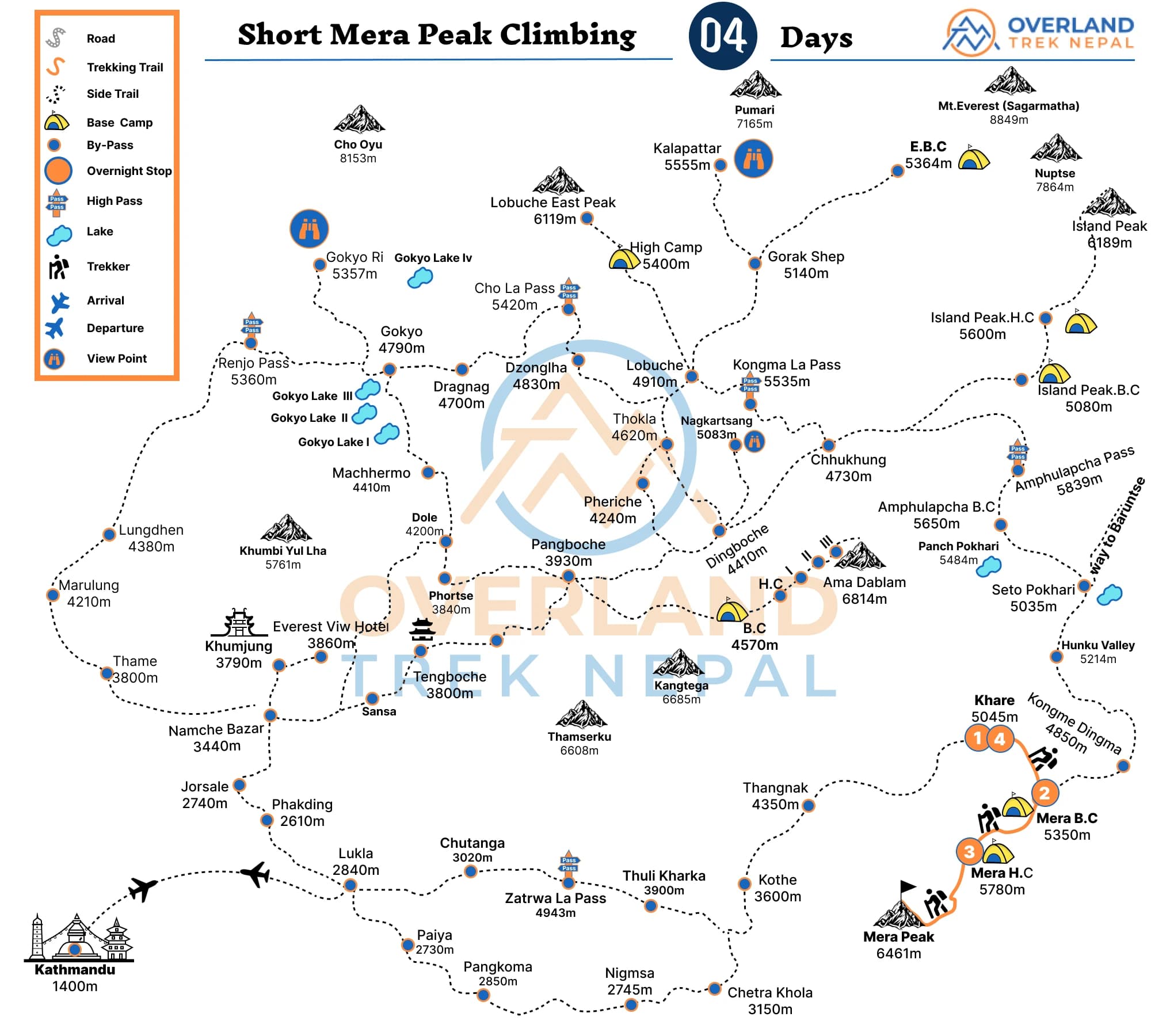 Short Mera Peak Climbing Map