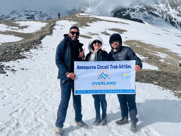 on the top of throngla during budget Annapurna Circuit trek