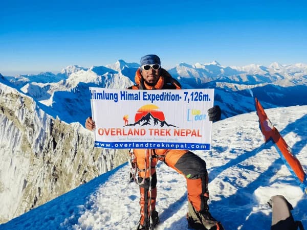 Team from Overland Trek Nepal on the top of Himlung Himal during Expedition
