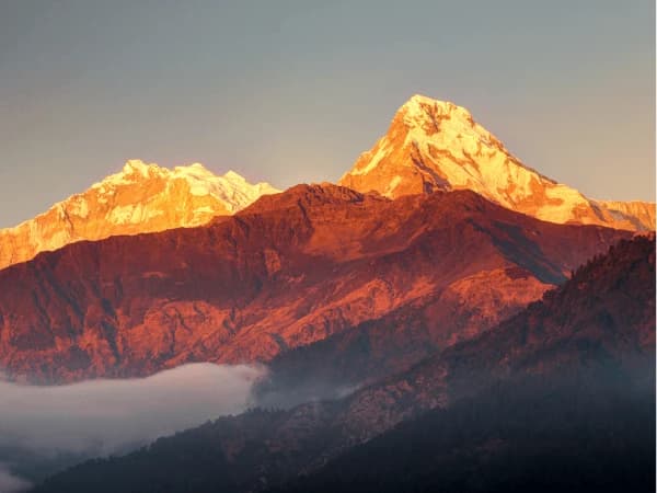 Sunrise over Himchuli Himal view