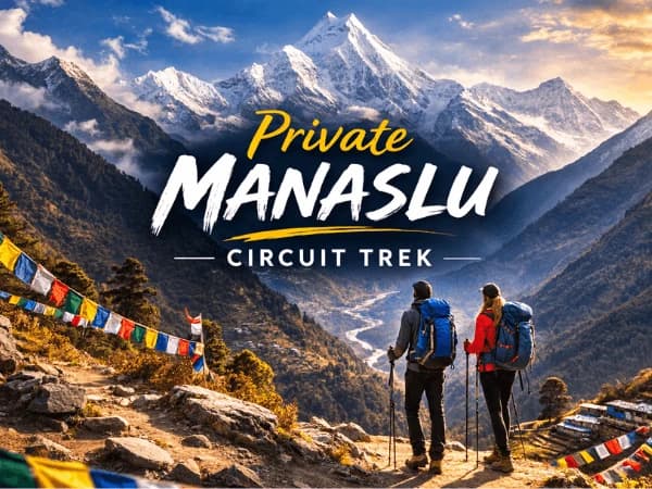 Trekkers just looking Mount Manaslu during Private Manaslu Trek