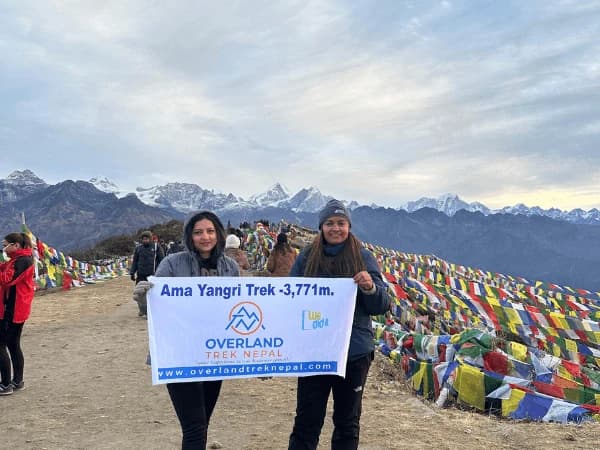Trekkers on the top of ama yangri during Trek
